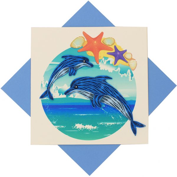 Quilled Dolphins Greeting Card
