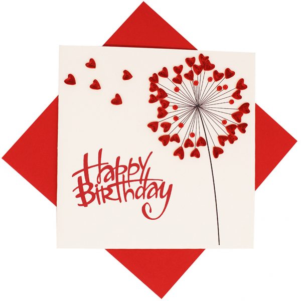 Quilled Hearts Birthday Card